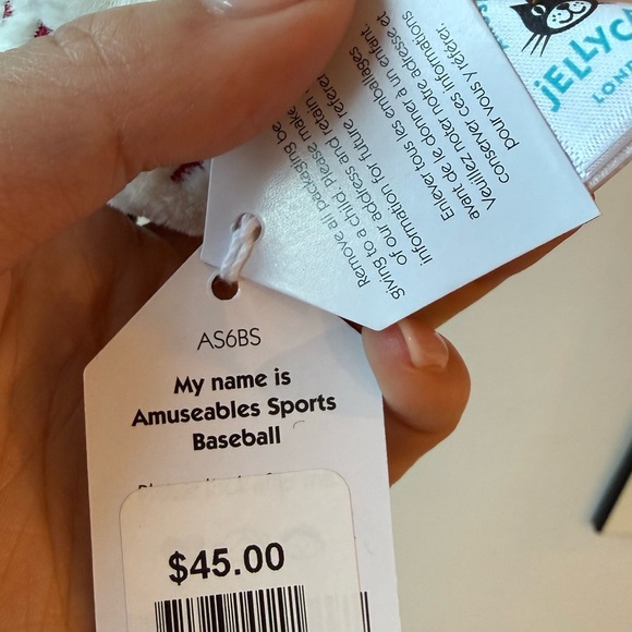 Jellycat Amuseables Baseball Plush - White and Black - Picture 3 of 4